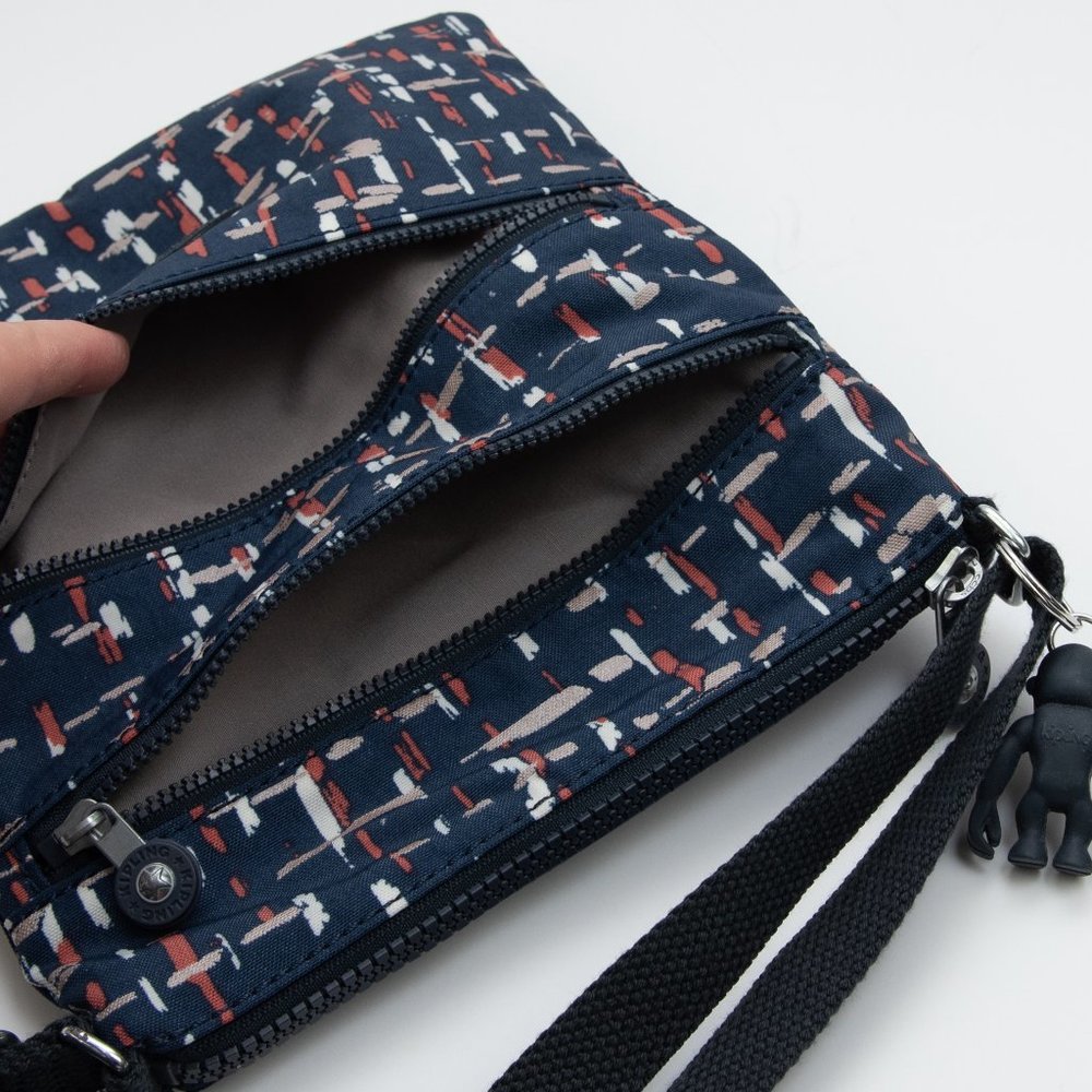 Kipling Keiko Crossbody Purse Mini City Lights Print Lightweight Bag Blue White - Picture 9 of 9